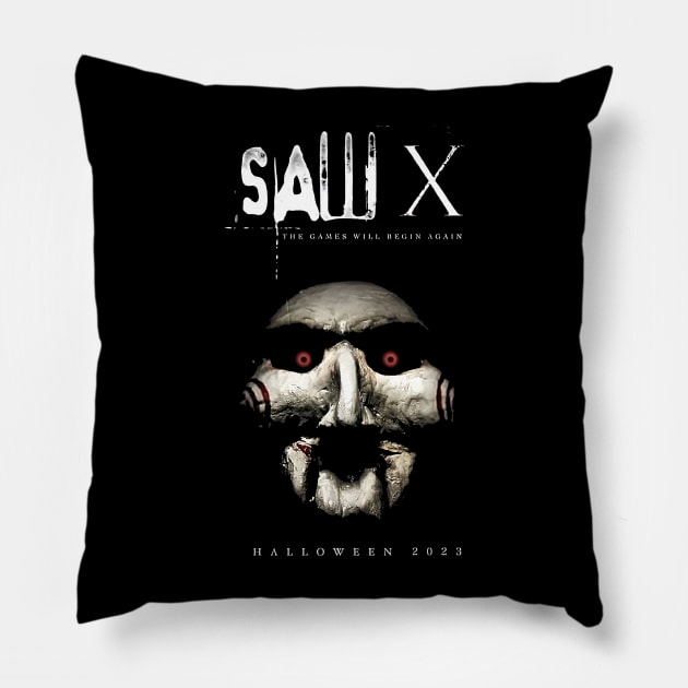 Saw X Halloween 2023 Pillow by kamilazahmari