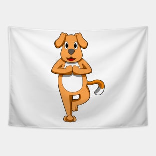 Dog at Yoga Stretching exercises Tapestry