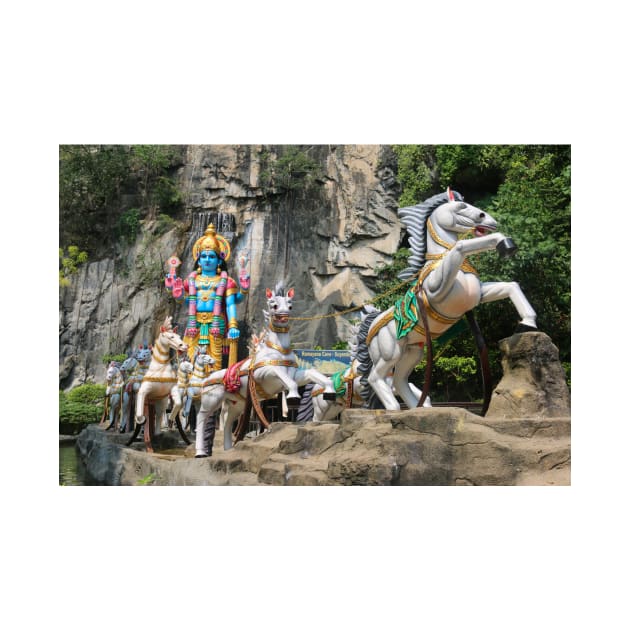 Hindu God with horse carriage at Ramayana Cave by kall3bu