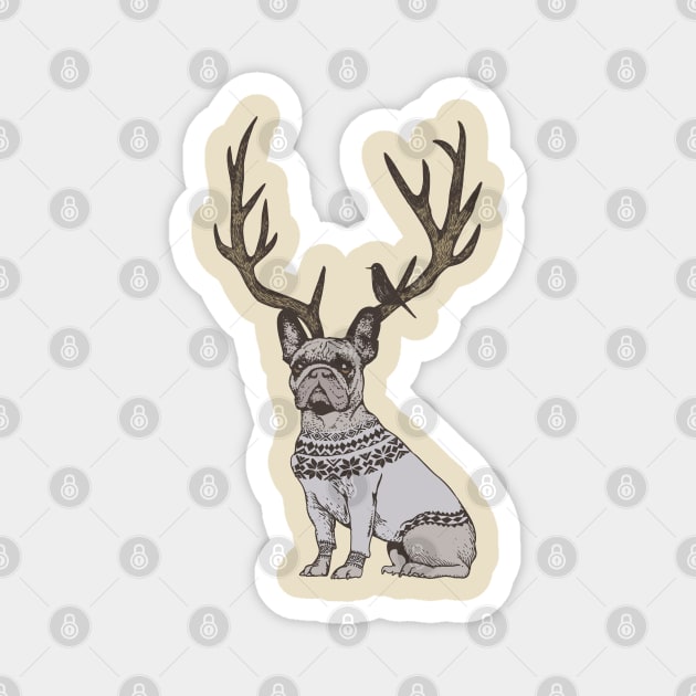 Deer Frenchie Magnet by huebucket