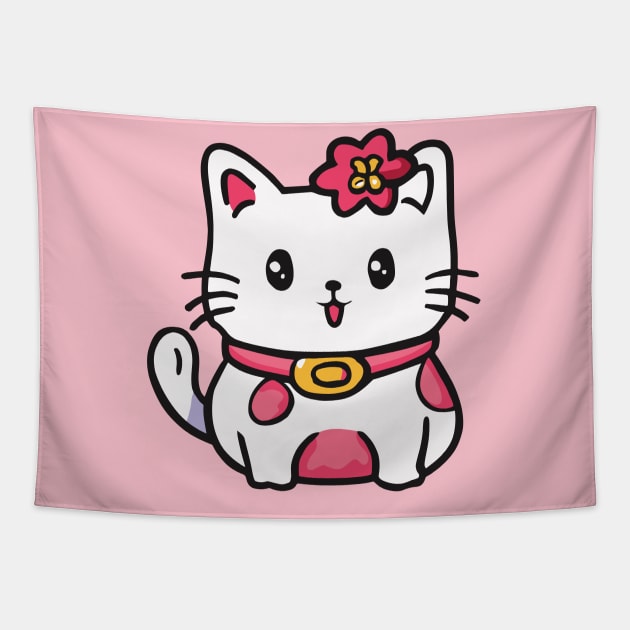 cute cat drawing cartoon Tapestry by Kawaii Bomb