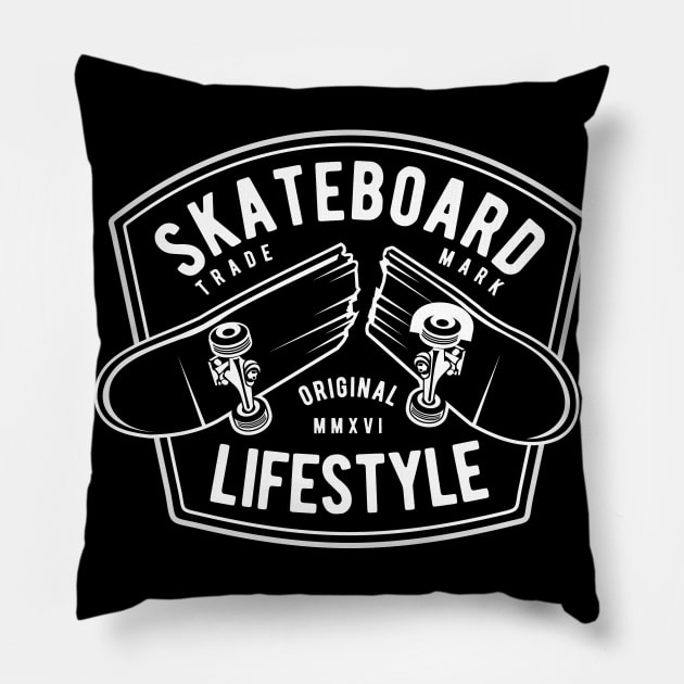 Skateboard Lifestyle Pillow by lionkingdesign