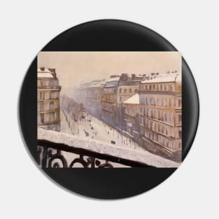 boulevard haussmann in the snow - Gustave Caillebotte Pin