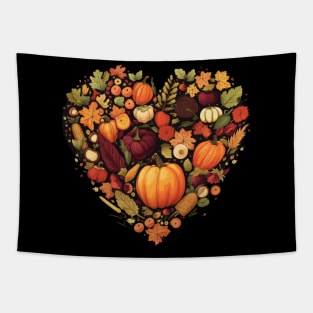 Thanksgiving Autumn Food  Fall Heart Tapestry