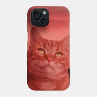 dark red moody tabby cat painting Phone Case