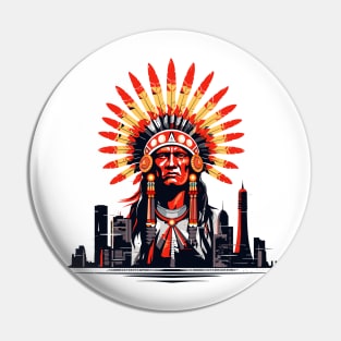 American Native Indian Chef In The Modern City Discovery Pin