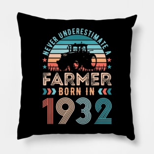 Farmer born in 1932 Farming Gift 90th Birthday Pillow