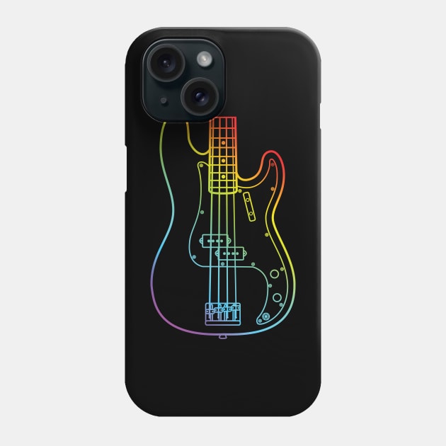 P-Style Bass Guitar Body Colorful Outline Phone Case by nightsworthy