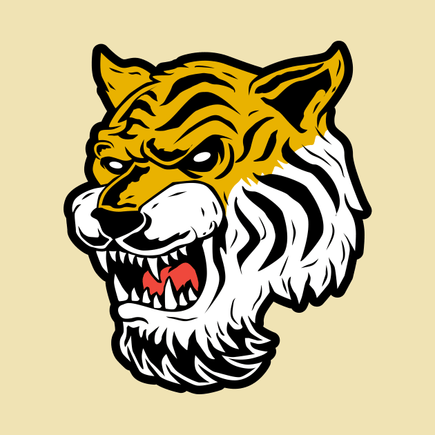 Retro Cartoon Tiger Head by SLAG_Creative