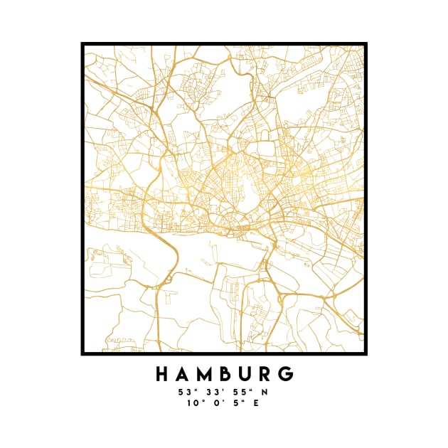 HAMBURG GERMANY CITY STREET MAP ART by deificusArt