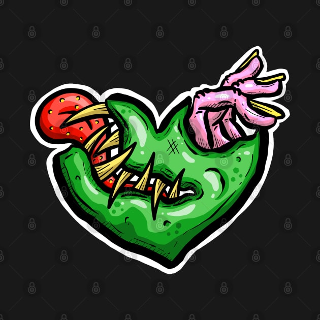 Zombie Heart Tongue and Fingers Green Valentines Day by Squeeb Creative