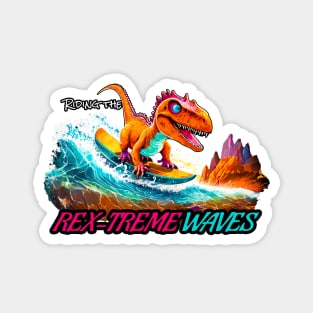 Dinosaur Surfing Funny Magnet