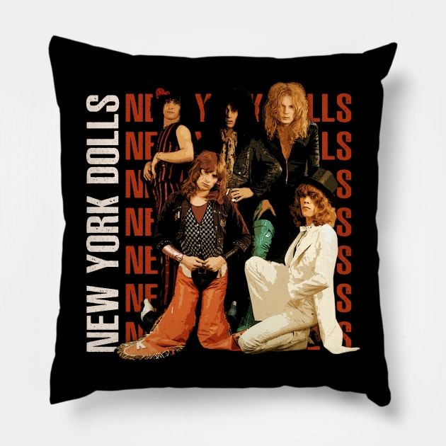 New York Dolls Live Wire Stage Sparks And Swagger Pillow by ElenaBerryDesigns