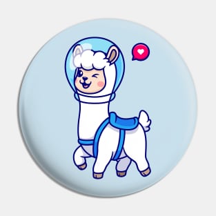 Cute Llama Astronaut Cartoon Pin