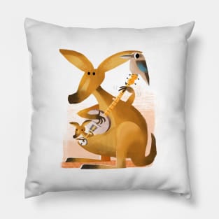 Kangaroo Kookaburra White Pillow