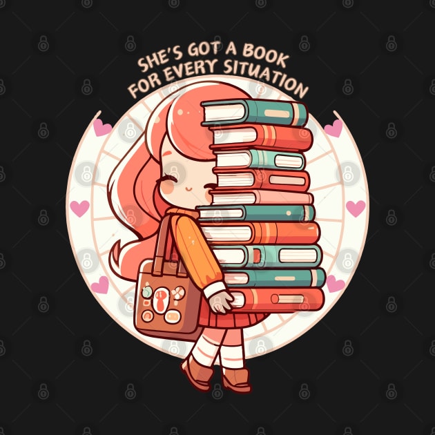 Kawaii Shes Got A Book For Every Situation by TomFrontierArt