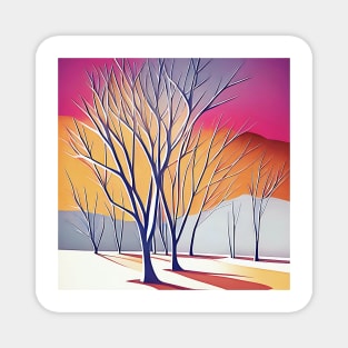 Winter Trees with Colorful Sky Magnet