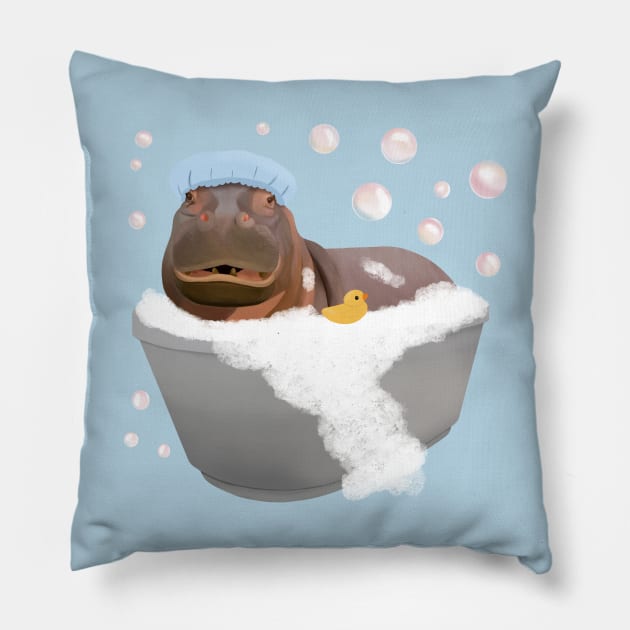 Cute Baby Hippo Bathtime Pillow by Suneldesigns