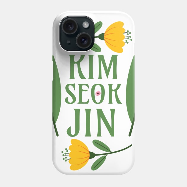 Kim Seokjin - Greenery Floral JIN BTS Army - Kim Seok-jin Phone Case by Millusti