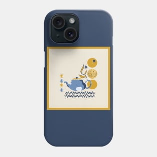 Teapot and stars - blue and yellow Phone Case