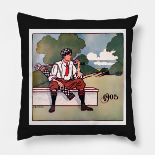 Vintage 1905 Golf Print Pillow