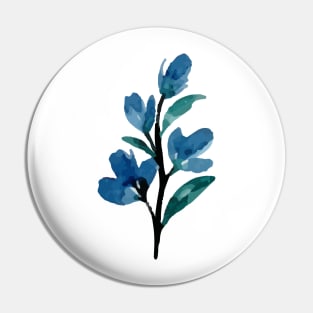 Blue Watercolor Wild Flower Pin