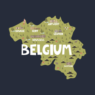 Belgium Illustrated Map T-Shirt