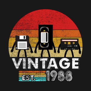 Vintage 1988 Floppy Disk VHS Cassette Tape 80s 90s birthday T-Shirt