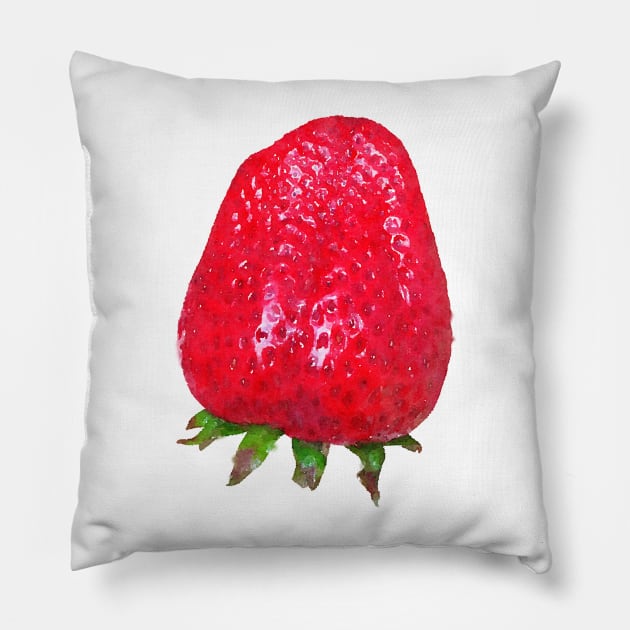 Juicy Red Strawberry Pillow by Griffelkinn