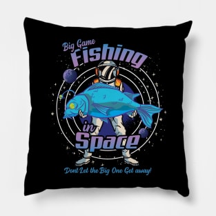 Funny Big Game Fishing in Space Design Pillow