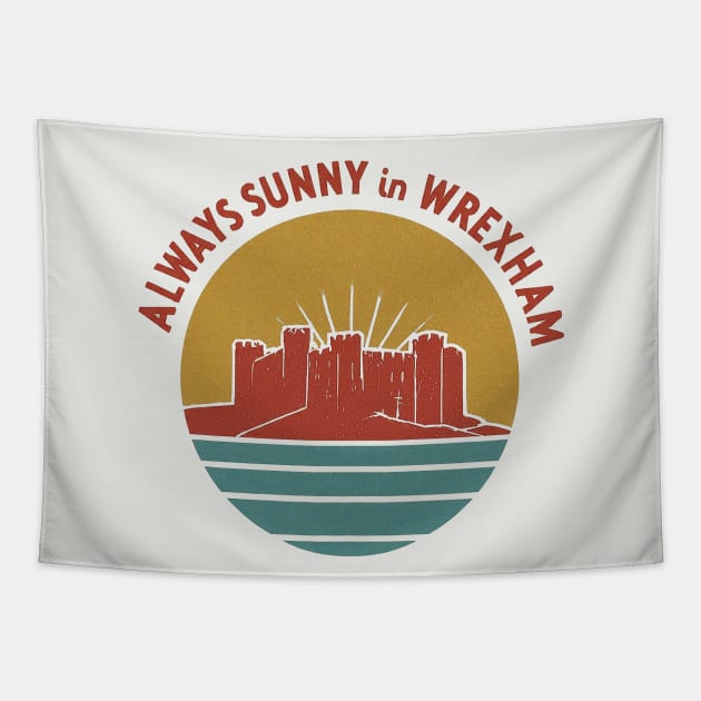 Always Sunny in Wrexham - Vintage Style Castle Tapestry by Retro Travel Design