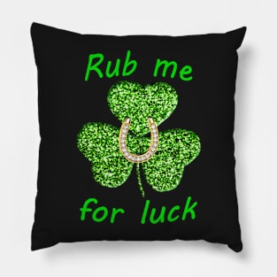 Funny Green Glitter Shamrock With A Horseshoe Pillow