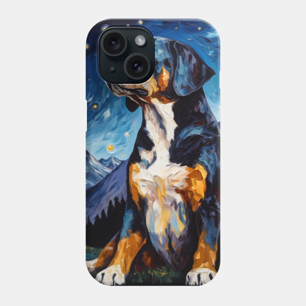 Greater Swiss Mountain Dog Night Phone Case by NatashaCuteShop