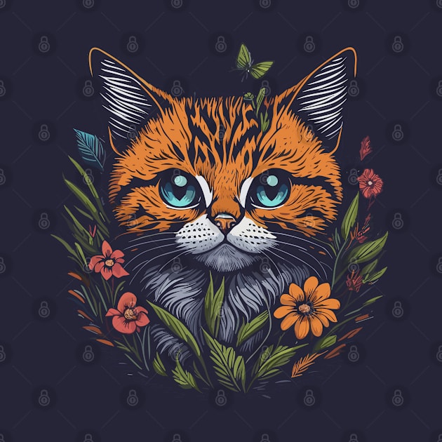 Head Of Flower Cat by mysticpotlot