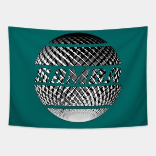 Silver disco ball with the inscription "Samba". Tapestry