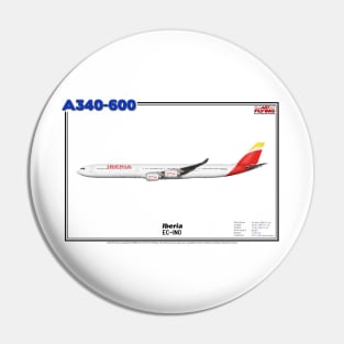 Airbus A340-600 - Iberia (Art Print) Pin