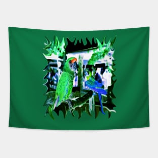 Military Macaw Parrot of the Sunburst Greenery Tapestry