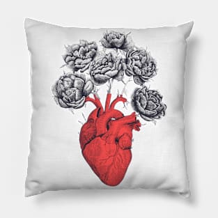 Heart with peonies Pillow