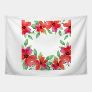 Red Floral Watercolor Tapestry