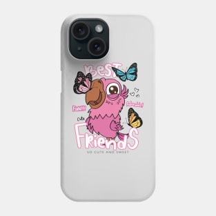 Cute pink bird with butterflies Phone Case