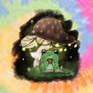 Just a Little Frog with a Book under a Mushroom T-Shirt