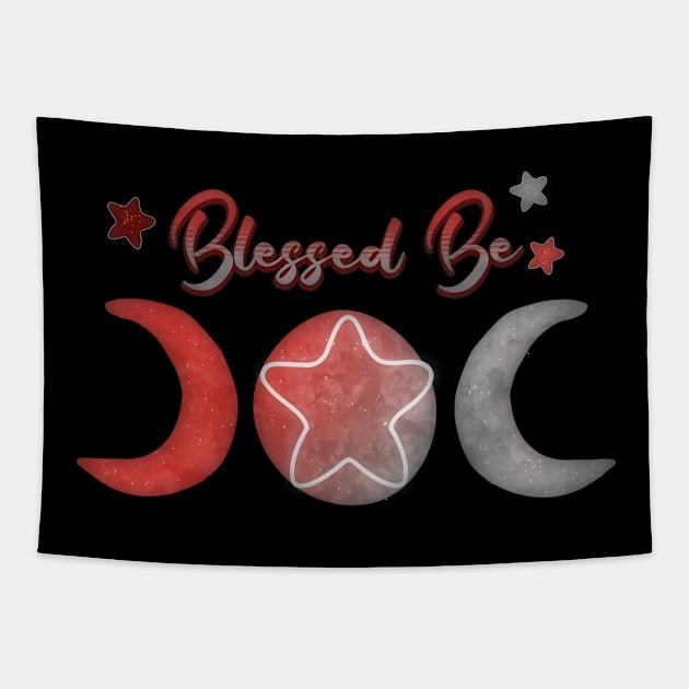 Blessed Be Triplemoon Abstract Flame and Stone Edition Design Tapestry by Ravens Nest Egg