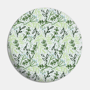 Botanicals and Dots - Hand Drawn Design -Light Green, Dark Green, and Ice Blue Pin