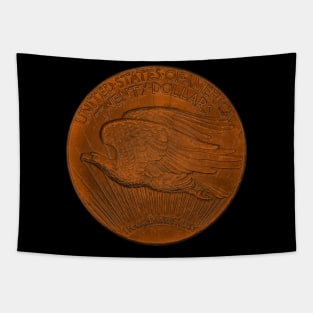 USA Twenty Dollars Coin in Orange Tapestry