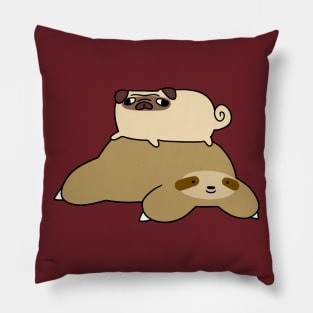 Sloth and Little Pug Pillow