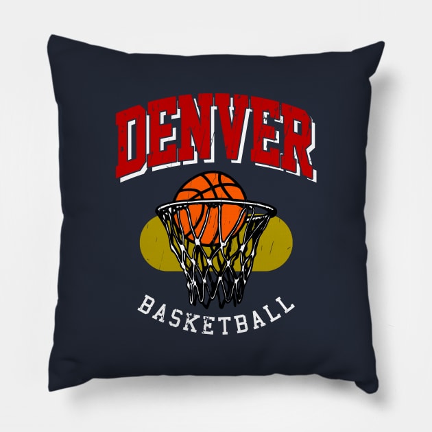 Vintage Denver Basketball Pillow by funandgames