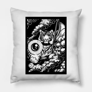 The Tiger's Gift - Black Outlined Version Pillow