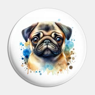 Pug Dog Watercolour Pin