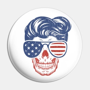 American Rock n Roll Quiff Skull Pin