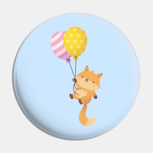 Cute Little Fox With Balloons Pin